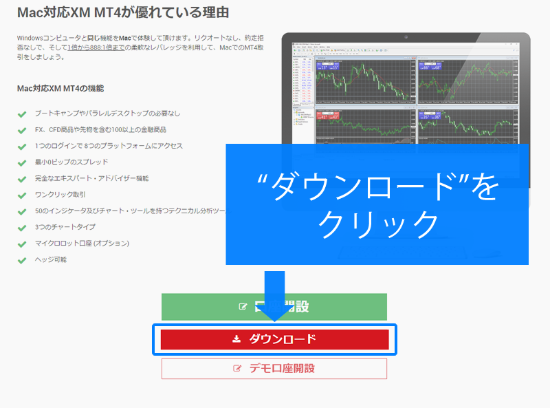 Mac版のMT4ダウンロードをクリック